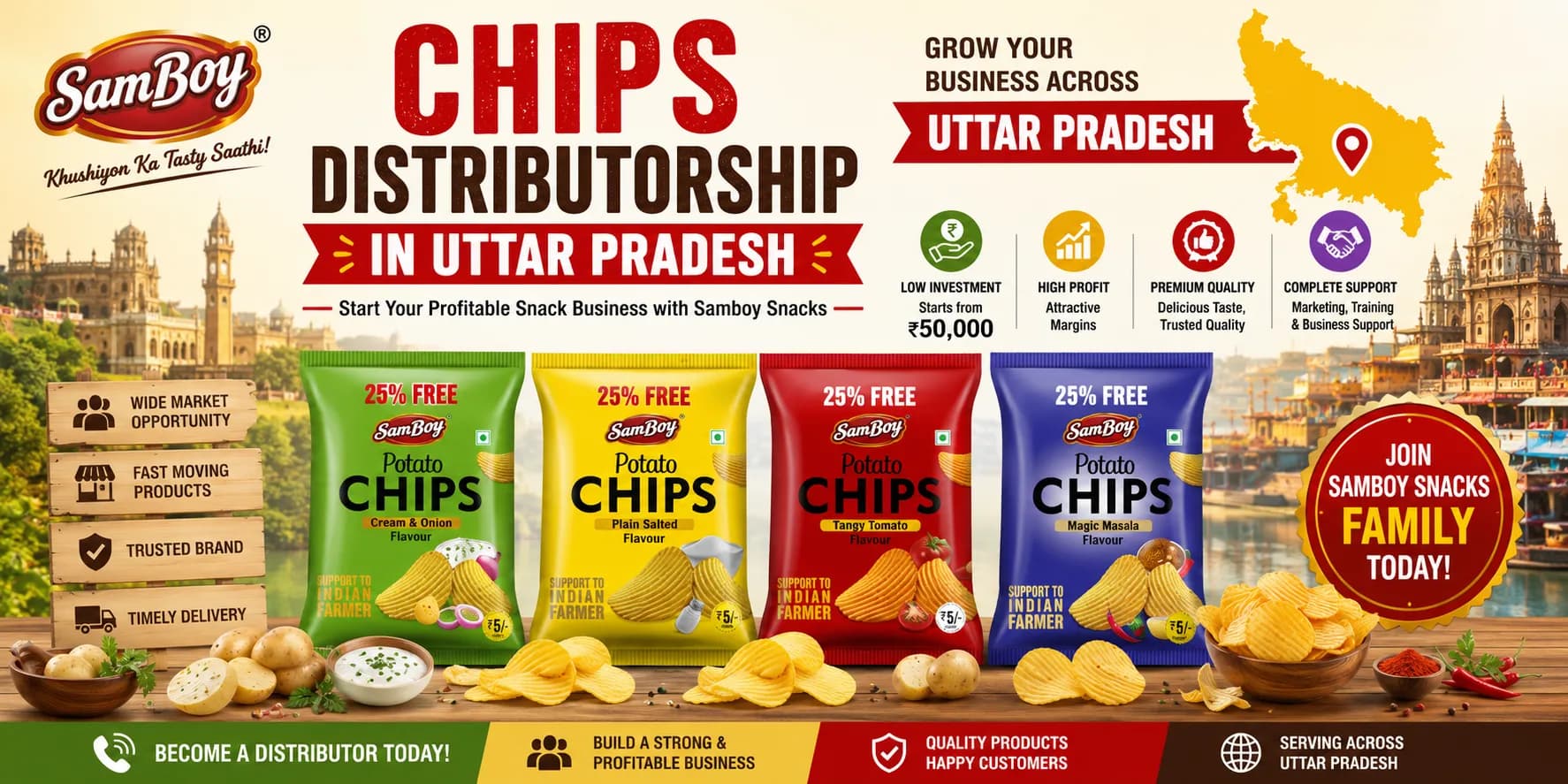 Chips Distributorship in Uttar Pradesh: Start Your Profitable Distribution Business with Samboy Snacks
