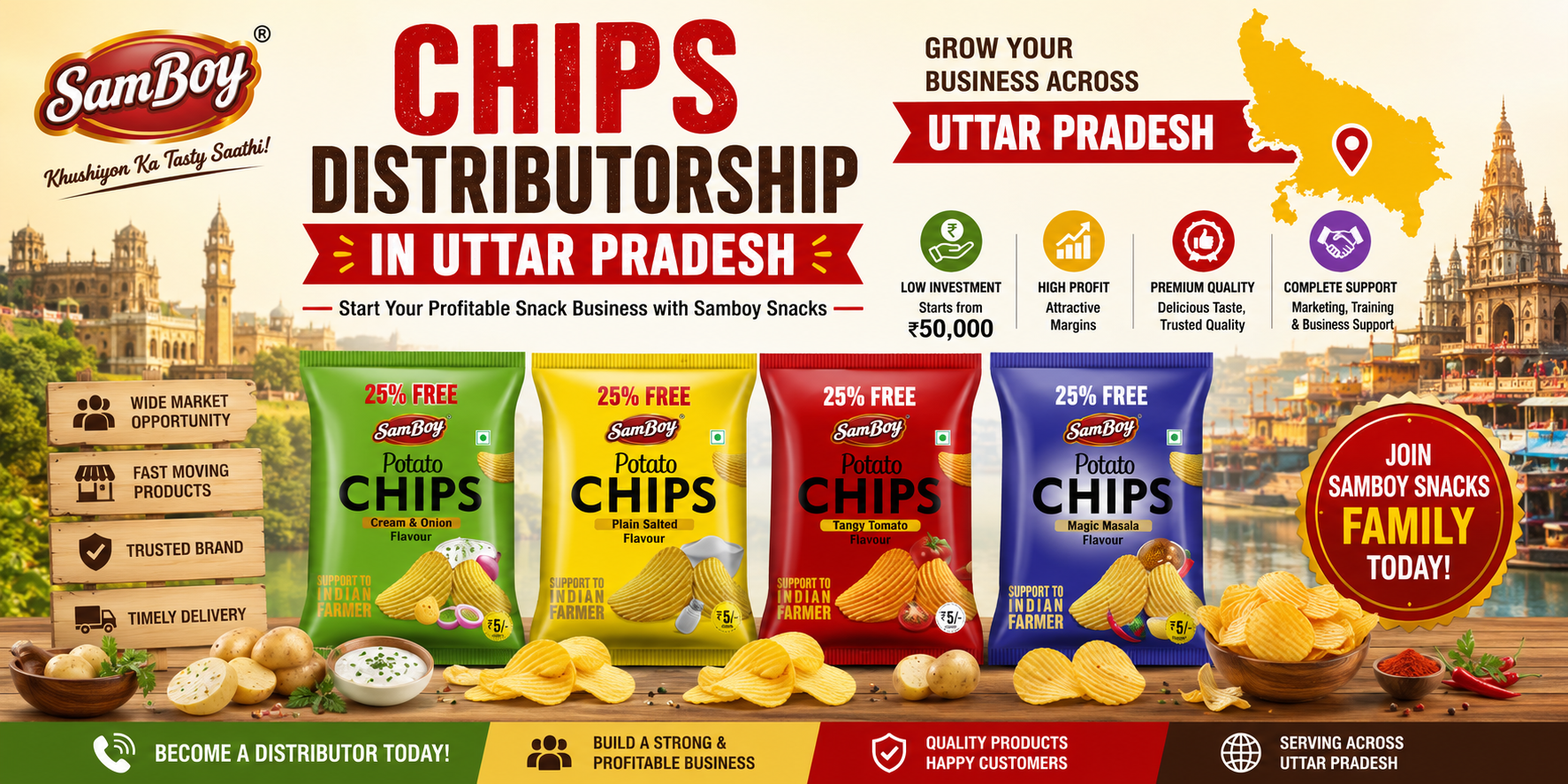 Chips Distributorship in Uttar Pradesh: Start Your Profitable Distribution Business with Samboy Snacks